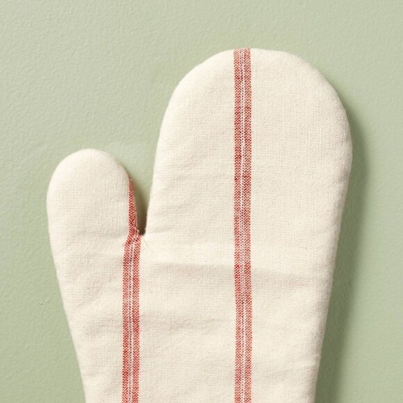 Hearth & Hand Magnolia Stripe Oven Mitt Natural/Red - Christmas‎ - Picture 3 of 4